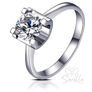 1.0ct Sterling 925 Silver Classic Cow Head Solitaire 18K Gold Plated